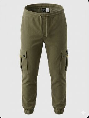 WESC Men's Tan Corduroy Cargo  Pants - Drawstring Waist XL